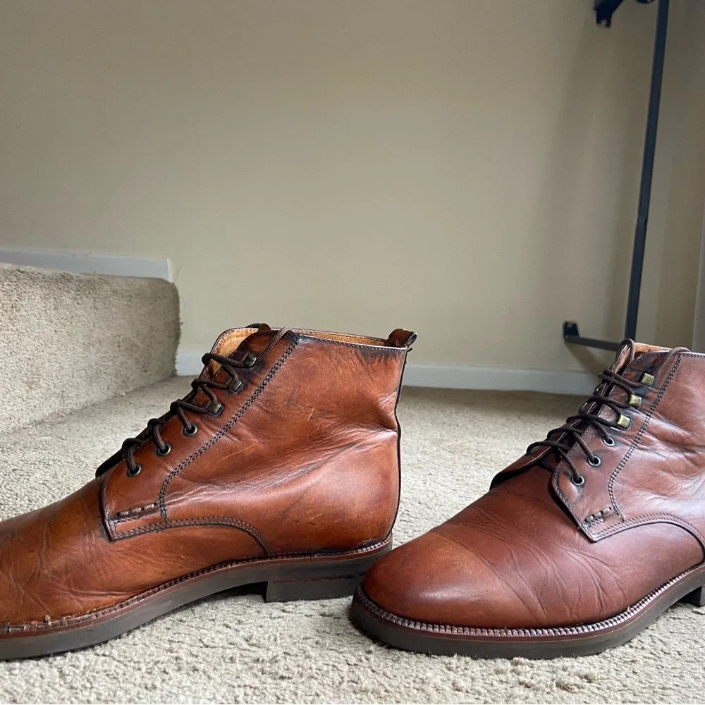 Men's Brown Leather Boots - Picture 2 of 9